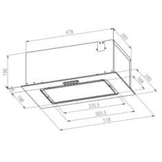 ACTIVESHOP Podometna kuhinjska napa 52 cm bela BE-52A