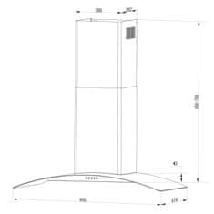 ACTIVESHOP Dimniška kuhinjska napa 90 cm Berdsen BT-223 INOX