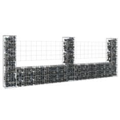 Vidaxl Gabion košara U-oblike s 3 stebri železo 260x20x100 cm