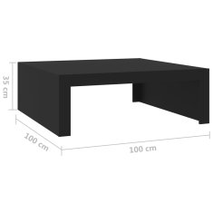 Vidaxl Klubska mizica črna 100x100x35 cm inženirski les
