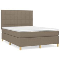 Vidaxl Box spring postelja z vzmetnico taupe 140x200 cm blago