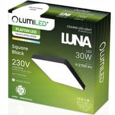 LUMILED Stropna svetilka LED plafon LUNA 30W 4000K kvadratna črna 30cm