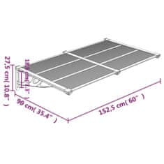 Vidaxl Nadstrešek za vrata črn 152,5x90 cm polikarbonat