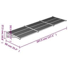 Vidaxl Nadstrešek za vrata črn in prozoren 297,5x90 cm polikarbonat