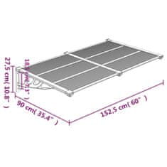 Vidaxl Nadstrešek za vrata črn in prozoren 152,5x90 cm polikarbonat