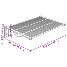 Vidaxl Nadstrešek za vrata črn 122x90 cm polikarbonat