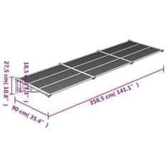 Vidaxl Nadstrešek za vrata črn in prozoren 358,5x90 cm polikarbonat