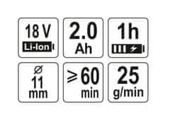 YATO 18V akumulatorska pištola za vroče lepilo 11mm 2Ah z LED