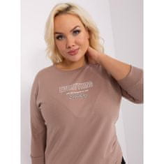 RELEVANCE Ženska bluza 3/4 rokav plus size z aplikacijo DIMIA temno bež barve RV-BZ-9134.84P_404420 Univerzalni