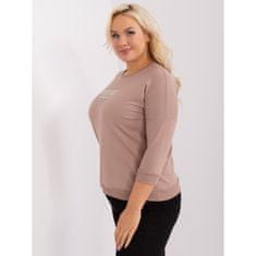 RELEVANCE Ženska bluza 3/4 rokav plus size z aplikacijo DIMIA temno bež barve RV-BZ-9134.84P_404420 Univerzalni