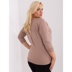 RELEVANCE Ženska bluza 3/4 rokav plus size z aplikacijo DIMIA temno bež barve RV-BZ-9134.84P_404420 Univerzalni