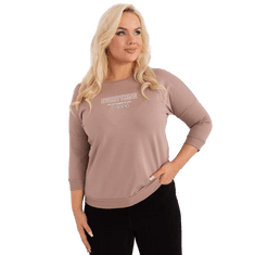 RELEVANCE Ženska bluza 3/4 rokav plus size z aplikacijo DIMIA temno bež barve RV-BZ-9134.84P_404420 Univerzalni