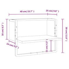 Vidaxl Stenska polica s prečko črna 40x25x30 cm