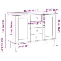 Vidaxl Komoda SENJA videz ratana bela 112x40x80 cm trdna borovina