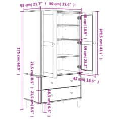 Vidaxl Garderobna omara SENJA videz ratana bela 90x55x175 cm borovina