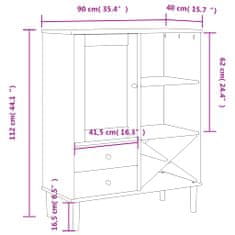 Vidaxl Komoda SENJA videz ratana bela 90x40x112 cm trdna borovina