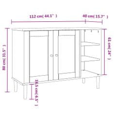 Vidaxl Komoda SENJA videz ratana bela 112x40x80 cm trdna borovina