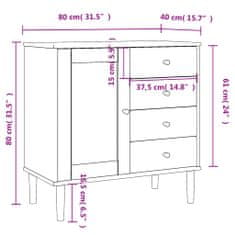 Vidaxl Komoda SENJA videz ratana črna 80x40x80 cm trdna borovina