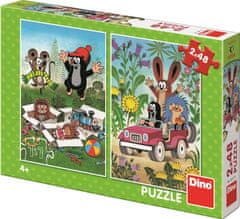 Dino Puzzle Krtek je vesel, Krtek in avto 2x48 kosov