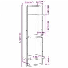 Vidaxl Stenska polica 3-nadstropna siva sonoma 30x25x100 cm inž. les