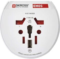 Emos P0055N potovalni adapter, USA v Schuko, bel