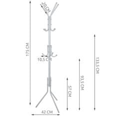 Northix Obešalnik za plašče - 12 trnkov - 170 cm - bela 