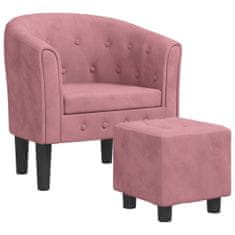 Vidaxl Fotelj s stolčkom za noge roza žamet