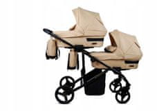 Babylux TraiLux DUO BEIGE | 3v1 Kombinirani Voziček kompleti | Otroški voziček + Carrycot + Avtosedežem