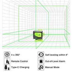 Huepar 904DG PROFI 16 linijski laser 360 z akumulatorjem + daljinec