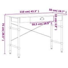 Vidaxl Računalniška miza s predalom barva hrasta 110x50x75 cm