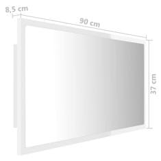 Vidaxl LED kopalniško ogledalo visok sijaj belo 90x8,5x37 cm akril