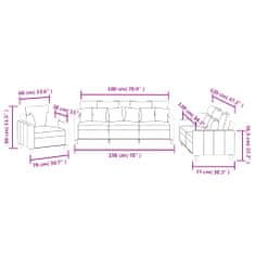 Vidaxl Sedežna garnitura z vzglavniki 3-delna taupe blago
