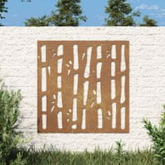 Vidaxl Vrtna stenska dekoracija 55x55 cm corten jeklo bambus