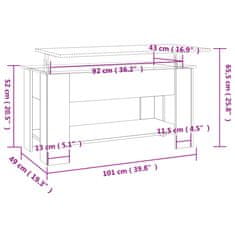 Vidaxl Klubska mizica rjavi hrast 101x49x52 cm konstruiran les