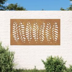 Vidaxl Vrtna stenska dekoracija 105x55 cm corten jeklo listje