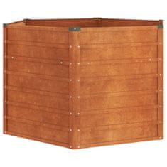 Vidaxl Vrtna visoka greda rusty 129x129x77 cm corten jeklo