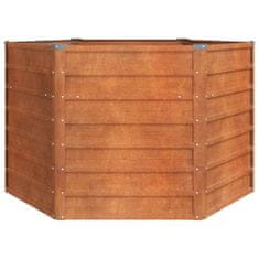 Vidaxl Vrtna visoka greda rusty 129x129x77 cm corten jeklo