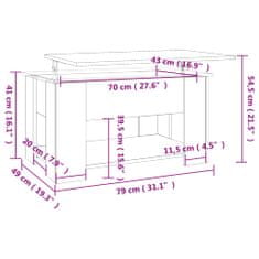 Vidaxl Klubska mizica siva sonoma 79x49x41 cm konstruiran les