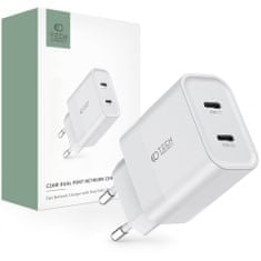 Tech-protect C20W polnilnik 2x USB-C 20W PD, bela