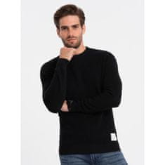 OMBRE Moška teksturirana majica V4 OM-SWSW-0104 pulover s polnim vratom črne barve MDN124120 L
