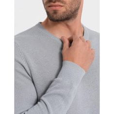 OMBRE Moški teksturirani pulover z vratom V5 OM-SWSW-0104 svetlo sive barve MDN124121 S