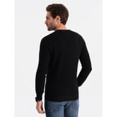 OMBRE Moška teksturirana majica V4 OM-SWSW-0104 pulover s polnim vratom črne barve MDN124120 L