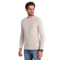 OMBRE Moški teksturirani pulover z vratom V6 OM-SWSW-0104 bež barve MDN124122 L