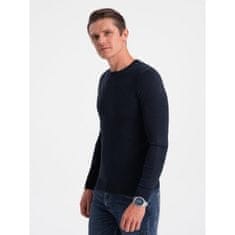 OMBRE Moški pulover z okroglim vratom V9 OM-SWBS-0106 temno modre barve MDN124125 L
