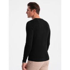 OMBRE Moški pulover z okroglim vratom V2 OM-SWBS-0106 črna MDN124123 S