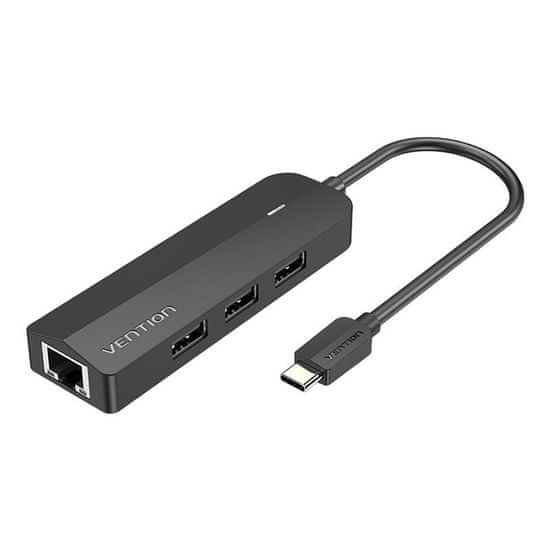 slomart vozlišče usb-c do 3x usb 2.0, rj45, micro-b vention tgobb 0.15m črno