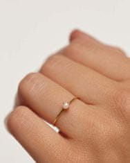 PDPAOLA Eleganten pozlačen prstan z biserom Solitary Pearl Essentials AN01-160 (Obseg 50 mm)