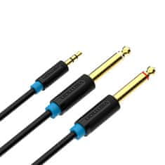 Vention Zvočni kabel 3,5 mm TRS na 2x 6,35 mm Vention BACBH 2 m (črn)