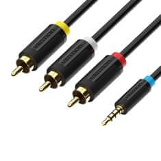 Vention av kabel 3,5 mm moški na 3x rca moški 2 m vention bcbbh črn