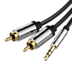 Vention Avdio kabel 3,5 mm na 2x RCA Vention BCFBI 3 m črn